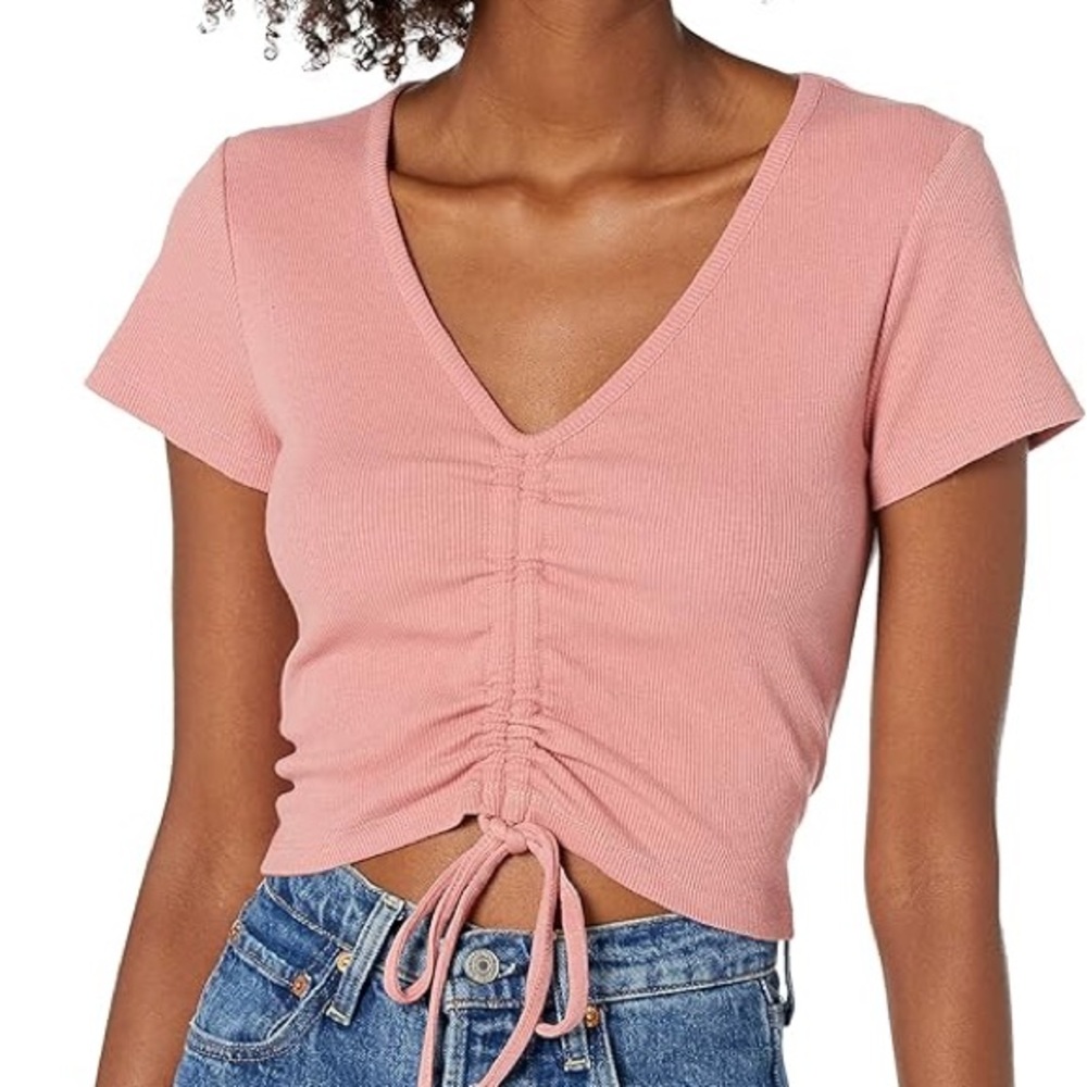 Blush V-Neck Ruched Crop Top
